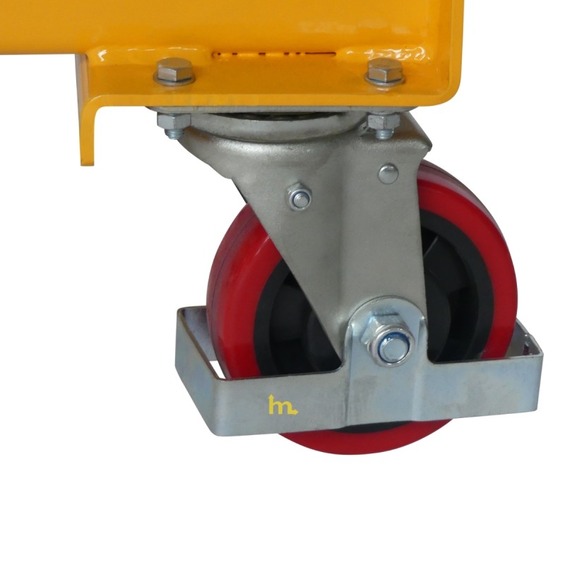 Vista de las ruedas de la mesa elevadora manual con nivel constante 400 kg - Plataforma 1010x500 mm