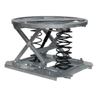 Vista general de la mesa elevadora manual giratoria galvanizada de nivel constante 2000 kg Plataforma abierta