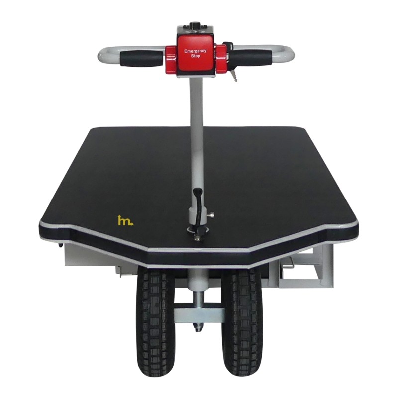 Vista trasera del carro eléctrico con plataforma - 800 kg