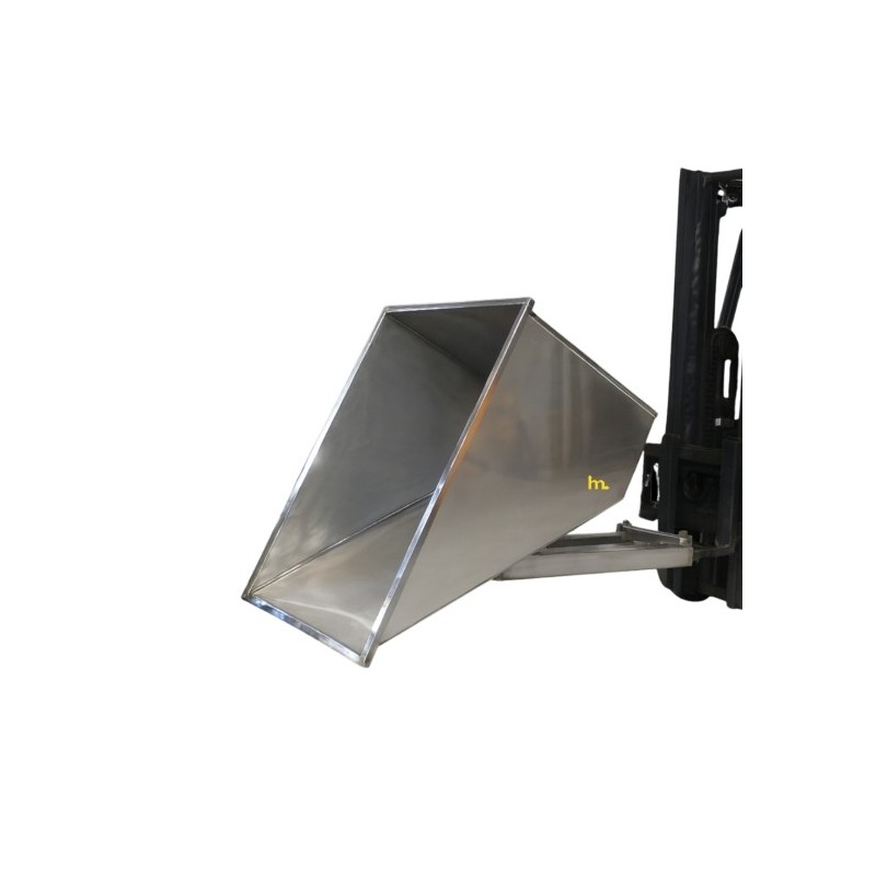 Vista de perfil de la tolva autobasculante inoxidable - 900L