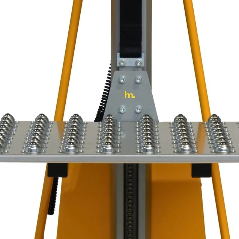 Vista de la bandeja con bolas de transferencia para apilador puesto de trabajo
