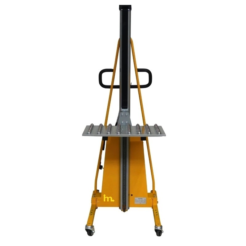 Vista frontal de la bandeja con bolas de transferencia para apilador puesto de trabajo