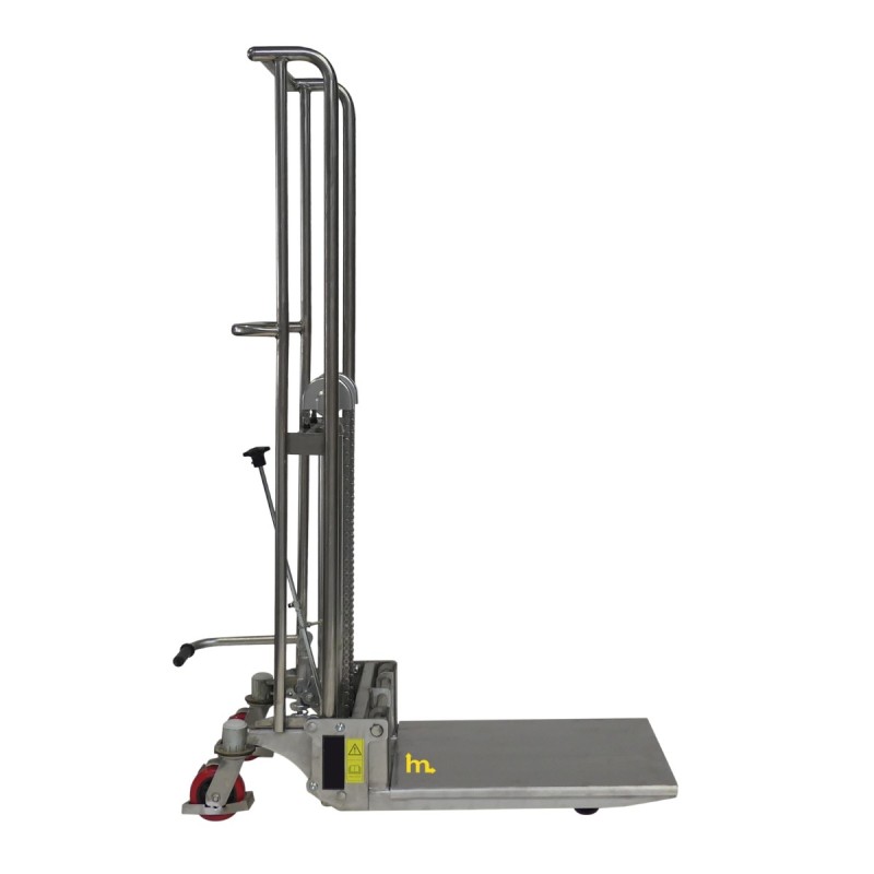 Vista de perfil del apilador Inox 400 kg - Elevación 1500 mm