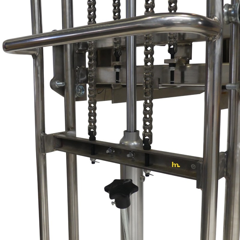 Vista de la estructura del apilador Inox 400 kg - Elevación 1500 mm