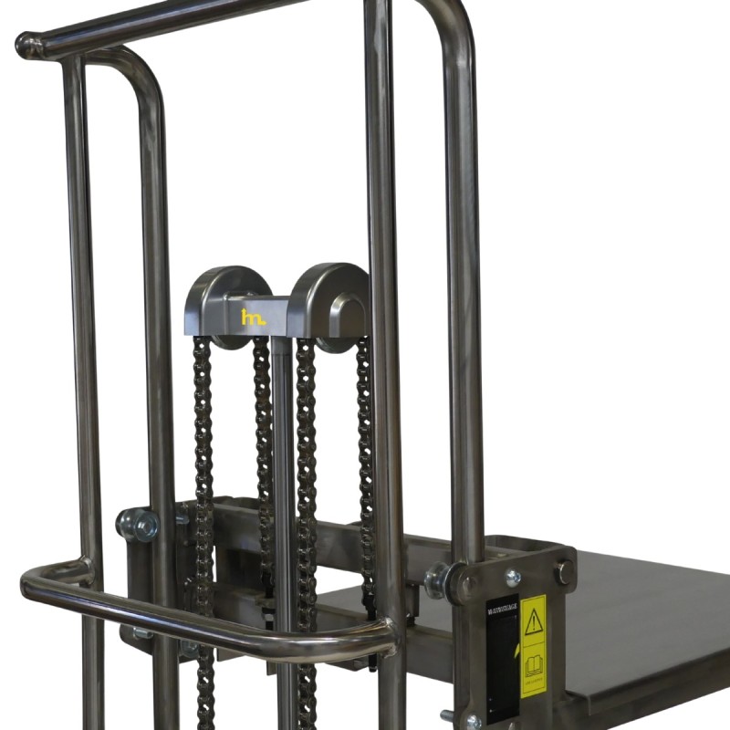 Vista del apilador Inox 400 kg - Elevación 1500 mm